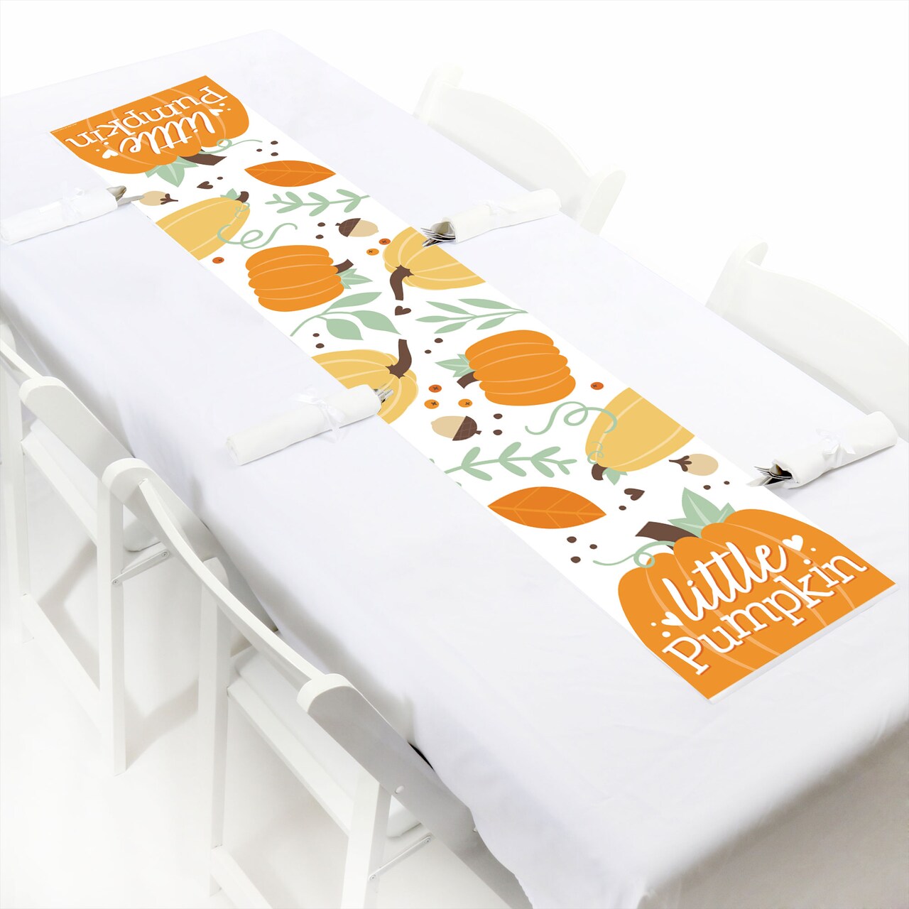 Big Dot of Happiness Little Pumpkin - Petite Fall Birthday Party or Baby Shower Paper Table Runner - 12 x 60 inches